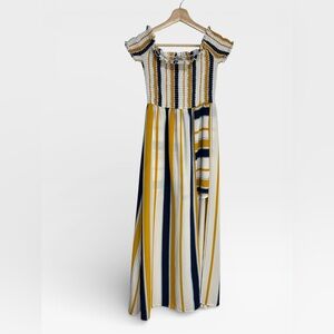 J for Justify Vertical Striped Off Shoulder Jumpsuit Girls Size Large